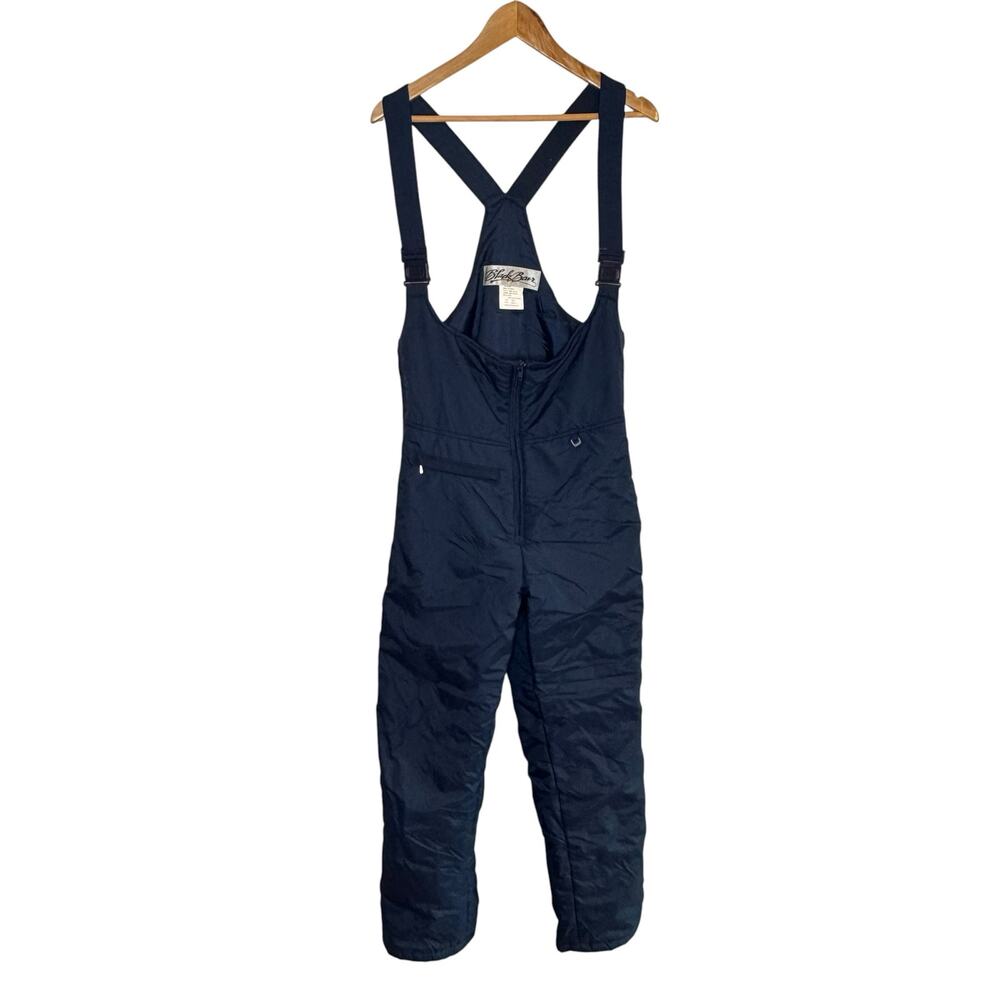 Vintage Women's Large Navy Blue Black Bear Ski Snow Bibs Pants
